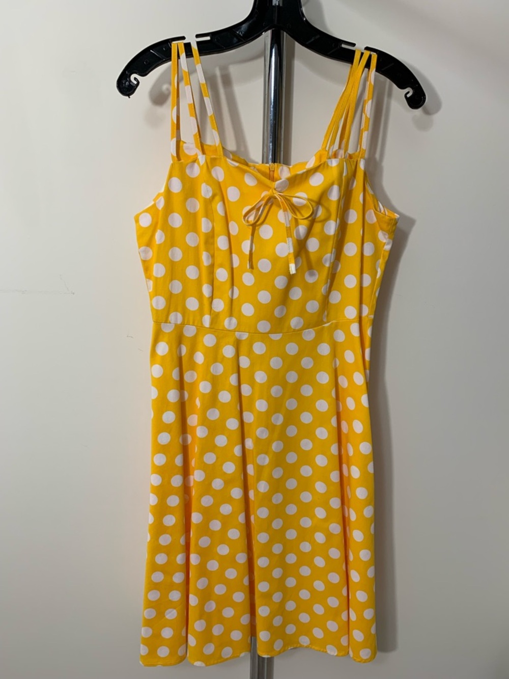 Yellow Polka Dot Tie-Front Sundress